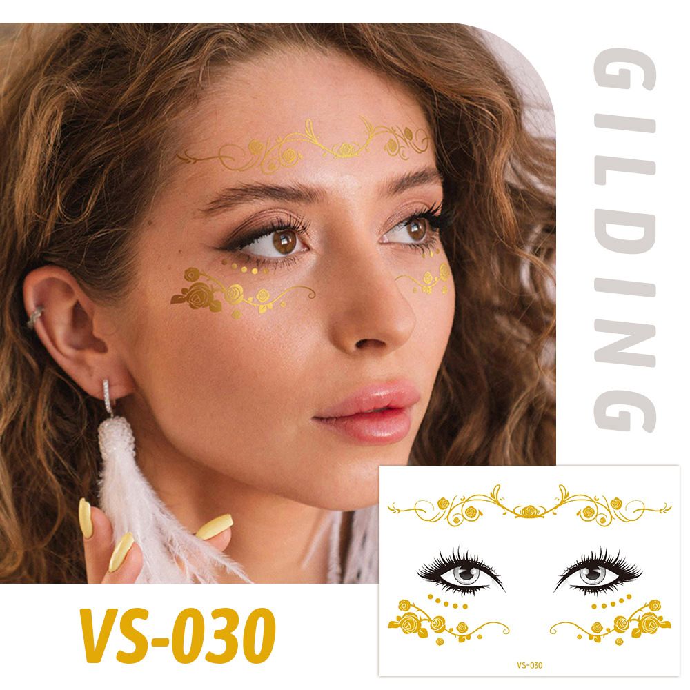 6 Piece Makeup Stickers Set Gold Foil Eye Corner Stickers Temporary Tattoos Quick Application Waterproof Long Lasting Shiny Sparkle Holiday Party Essential