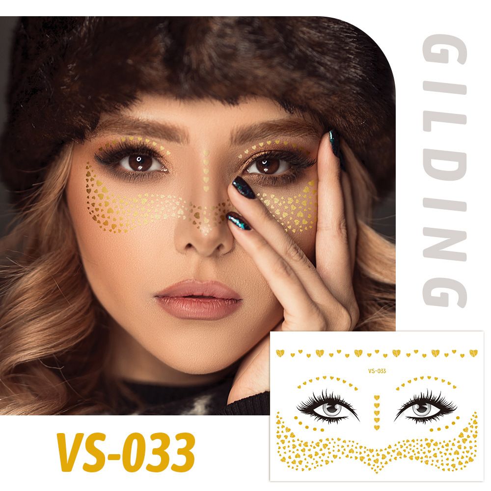 6 Piece Makeup Stickers Set Gold Foil Eye Corner Stickers Temporary Tattoos Quick Application Waterproof Long Lasting Shiny Sparkle Holiday Party Essential