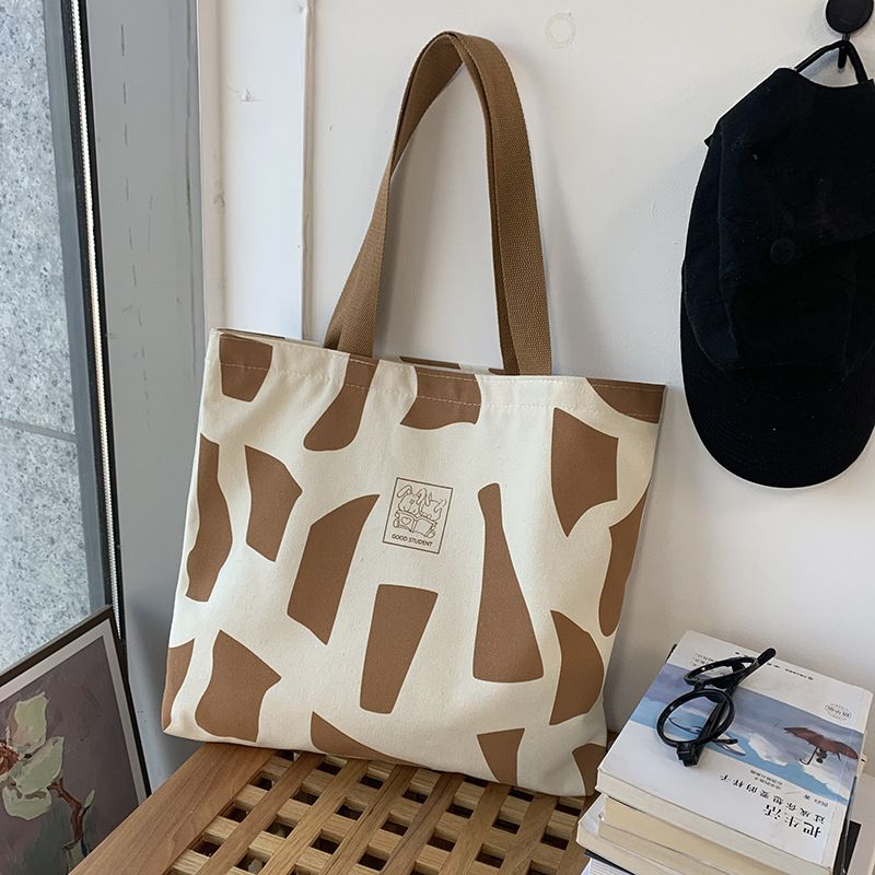 Women's Large Capacity Canvas Tote Bag Multi Functional Crossbody Bag Geometric Print Fashion Minimalist Casual Outdoor Versatile Style