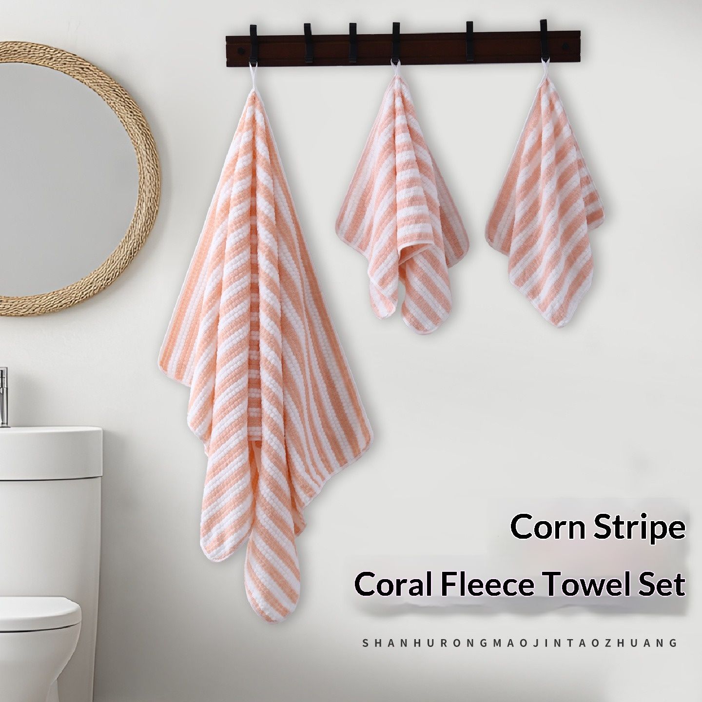 3 Piece Bath Towel Set 1 Washcloth 1 Hand Towel 1 Bath Towel Soft Absorbent Coral Fleece Towel Set Skin Friendly Non Pilling Thickened Bath Towel Face Towel Striped Design for Adults