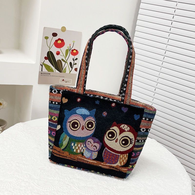 Ethnic Style Elephant Embroidered Handbag for Women Small Canvas Tote with Animal Embroidery Durable Hand Carry Bag for Work and Casual Daily Use Canvas Bag
