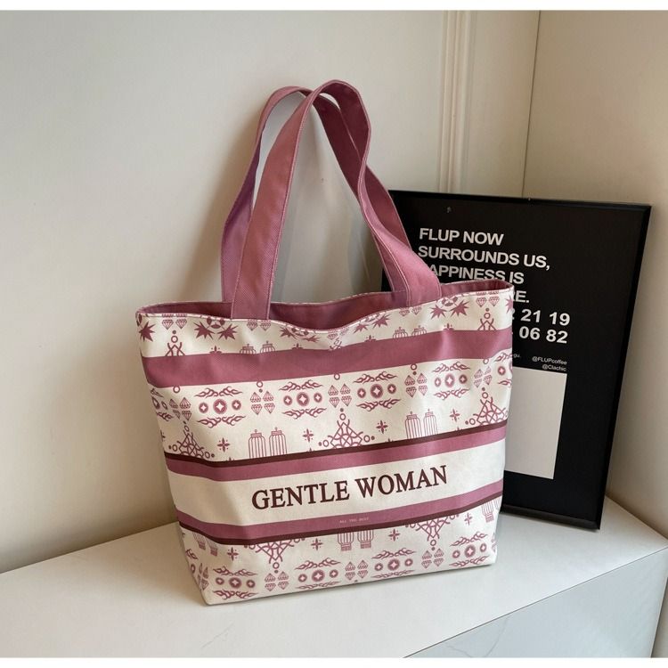 Unique Letter Pattern Canvas Tote Bag for Women New Gentle Woman Printed Shoulder Bag Personalized Text Design Large Capacity Handbag for Daily Use, Shopping & Commuting  Women's Bags Shoulder Bags