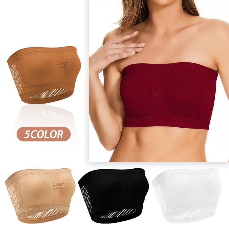 2Pcs Plus Size Strapless Bandeau Bra for Women Wide Tube Top Invisible Bra Thin Lightweight Wireless Bralette Double-Layer Anti-Slip Anti-Exposure Padded Chest Wrap Seamless Comfortable Lingerie