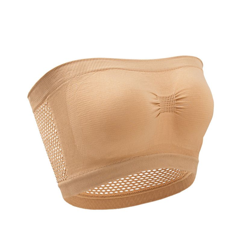 2Pcs Plus Size Strapless Bandeau Bra for Women Wide Tube Top Invisible Bra Thin Lightweight Wireless Bralette Double-Layer Anti-Slip Anti-Exposure Padded Chest Wrap Seamless Comfortable Lingerie