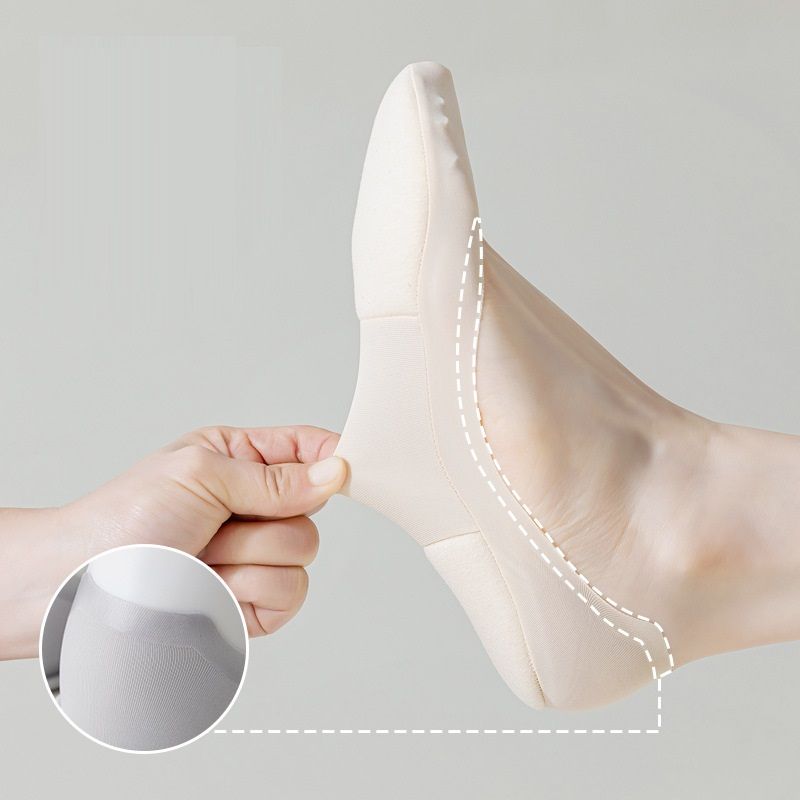 2 Pairs Women Ice Silk No-Show Socks Shallow Invisible Boat Socks Cotton Cushioned Anti-Slip Heel Summer Thin Socks for High Heels & Flats Thick Padding Ankle Socks