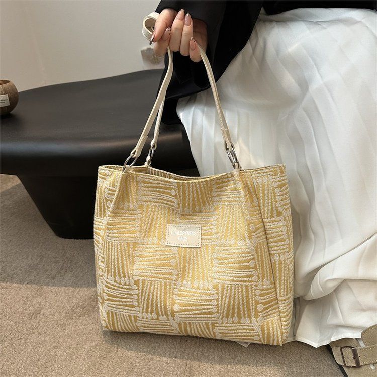 New PU Leather Shoulder Bag for Women, Large Capacity Tote Bag, Minimalist Line Design Handbag, Fashion Casual Work Commuter Everyday Bag