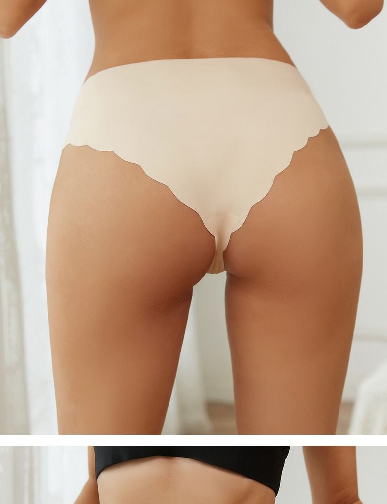 5 Pack Ice Silk Seamless Women’s Panties Invisible Nylon Low-Rise Briefs Wavy Edge Sexy Breathable Underwear Ladies Panties Sport Yoga Briefs