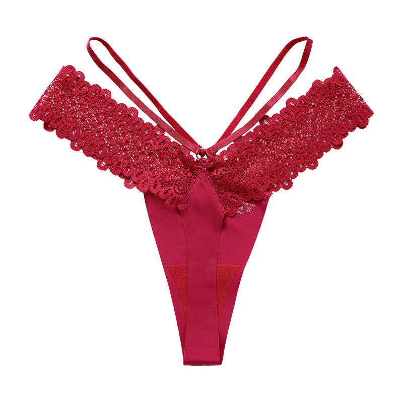 Women’s Lace Panties Soft Fabric Low Waist Briefs Underwear Lady Thongs Elastic G-String Underwear Stretch T-Back Panties Lingerie Woman Clothes