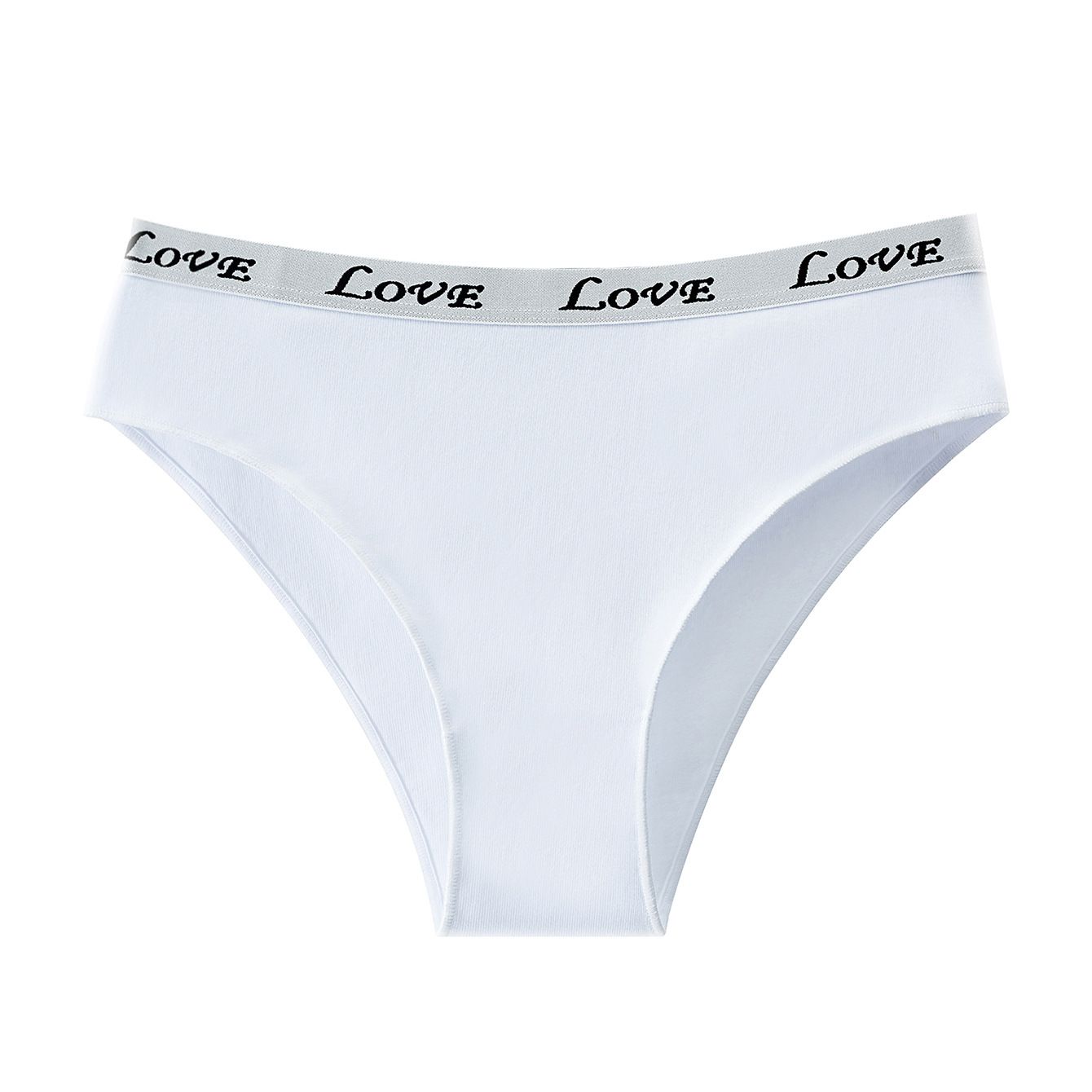 Women’s Cotton Briefs Mid Waist Letter Print Panties Solid Black White Ladies Underwear Soft Breathable Everyday Knickers  Women's Clothing Lingerie Panties