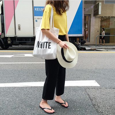 Ladies Canvas Tote Bag Large Capacity Women Shoulder Bag Casual Shopping Handbag Reusable Eco Bag