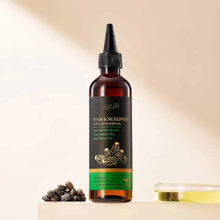 200ml Natural Castor Oil Hair & Scalp Treatment Oil Nourishing Hair Growth Massage Oil Plant Extract Hair Care Oil for Dry Hair Moisturizing Smooth Hair Serum for Men Women