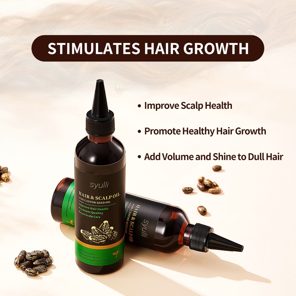200ml Natural Castor Oil Hair & Scalp Treatment Oil Nourishing Hair Growth Massage Oil Plant Extract Hair Care Oil for Dry Hair Moisturizing Smooth Hair Serum for Men Women