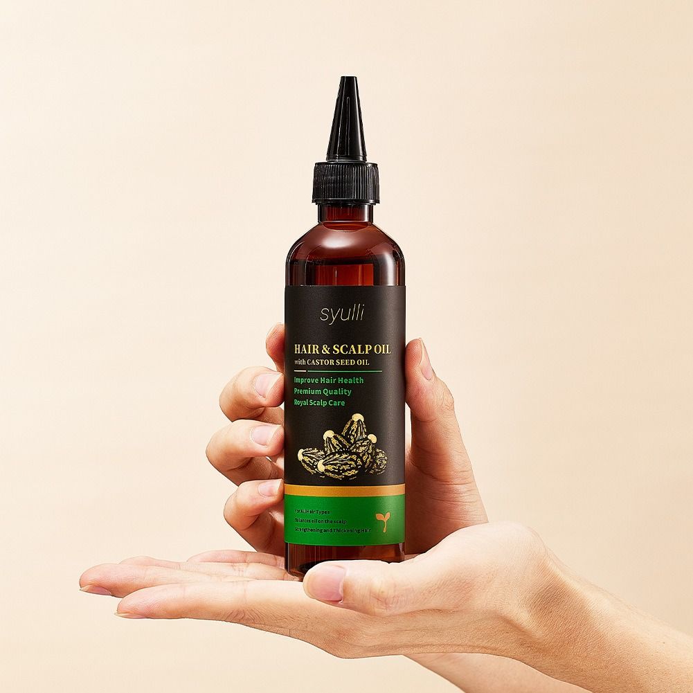 200ml Natural Castor Oil Hair & Scalp Treatment Oil Nourishing Hair Growth Massage Oil Plant Extract Hair Care Oil for Dry Hair Moisturizing Smooth Hair Serum for Men Women