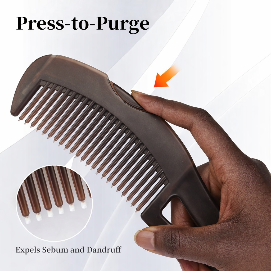 Dandruff Comb with Self-Cleaning Hollow Teeth & Massage Handle - Scalp Detox Comb for Flakes, Oil Removal - Dandruff Scalp Hair Combs for Women/Men/Kids Hair & Scalp Care