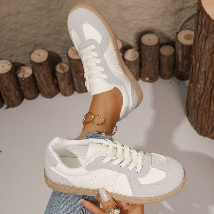 Women German Trainer Sneakers Lace-Up Casual Sport Shoes, Round Toe Fashion Comfortable Walking Shoes for Ladies