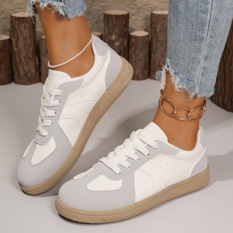 Women German Trainer Sneakers Lace-Up Casual Sport Shoes, Round Toe Fashion Comfortable Walking Shoes for Ladies