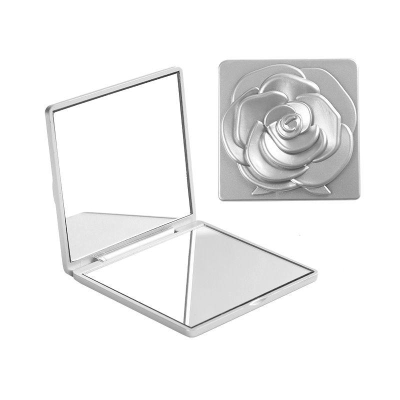 Portable Mini Folding Makeup Mirror - Double-Sided with Magnification, High-Appearance Square Pocket Mirror for Girls, Travel Vanity Mirror
