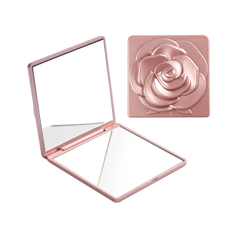 Portable Mini Folding Makeup Mirror - Double-Sided with Magnification, High-Appearance Square Pocket Mirror for Girls, Travel Vanity Mirror