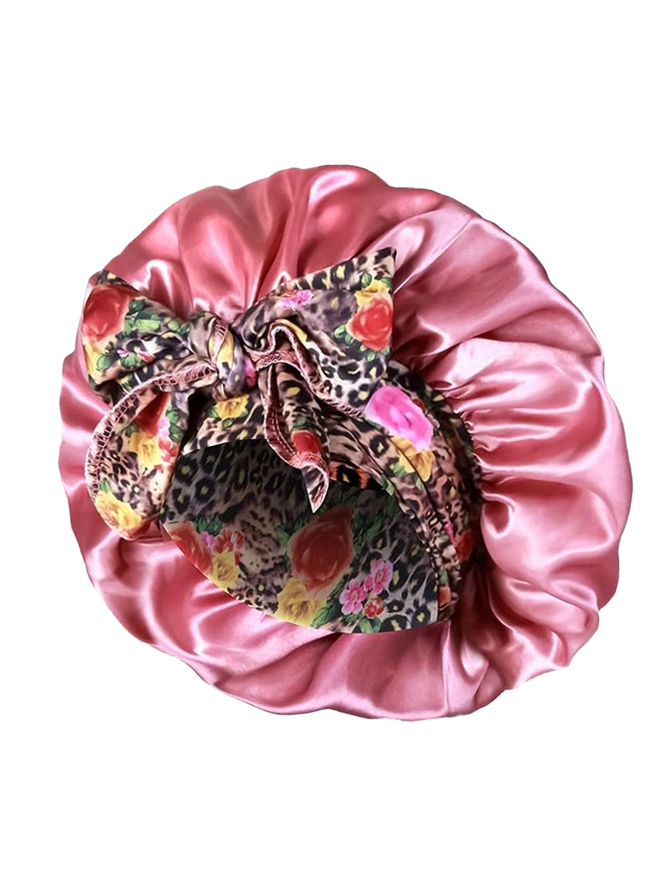 4PCS Satin Printed Sleep Bonnet Wide Band Hair Cap with Ribbon for Women Night Hair Protection Night Sleep Hat Nightcap Head Cover Gift for Women