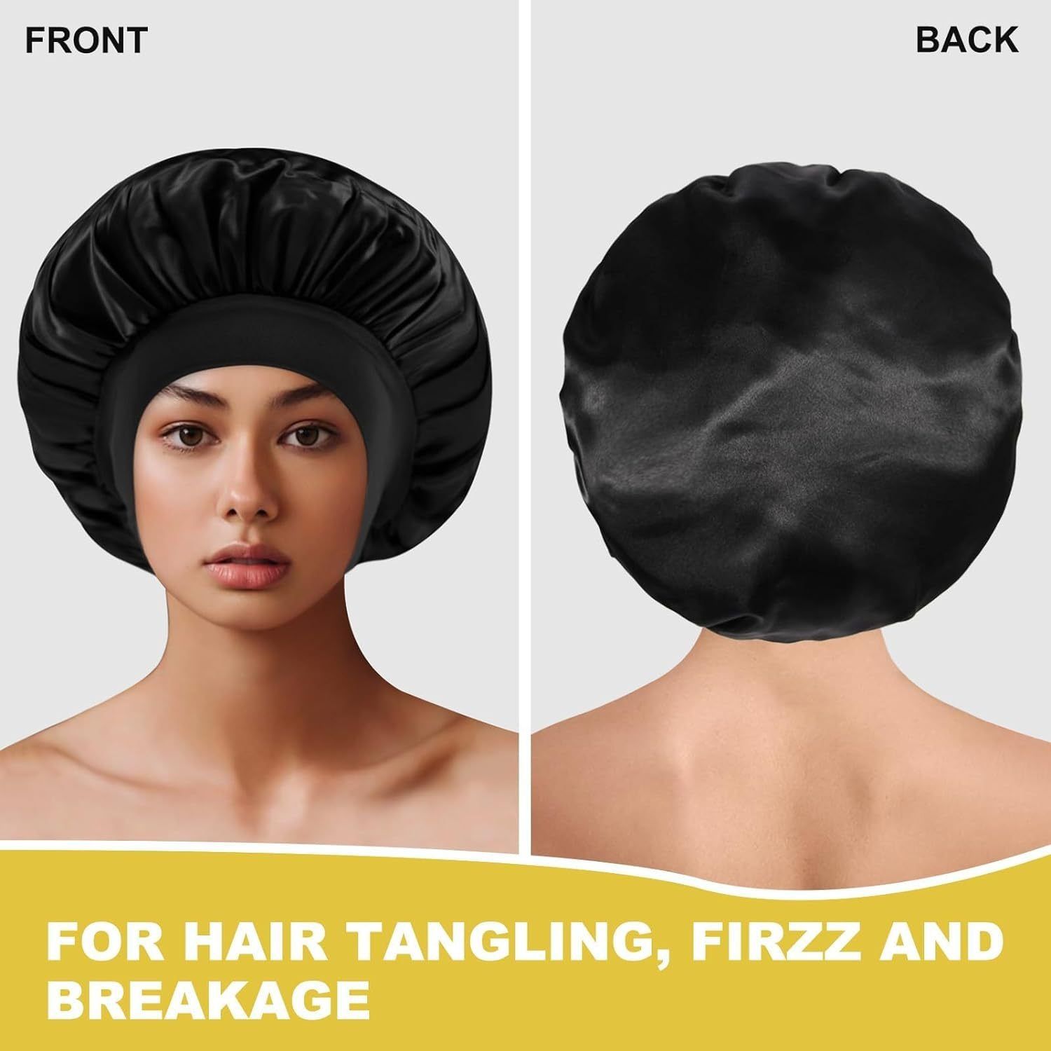 3PCS Satin Sleep Bonnet Comfortable Hair Cap with Elastic Band for Women Sleeping, Make Up, Doing Sports etc. Night Hair Protection Hat Nightcap Head Cover Best Gift for Ladies