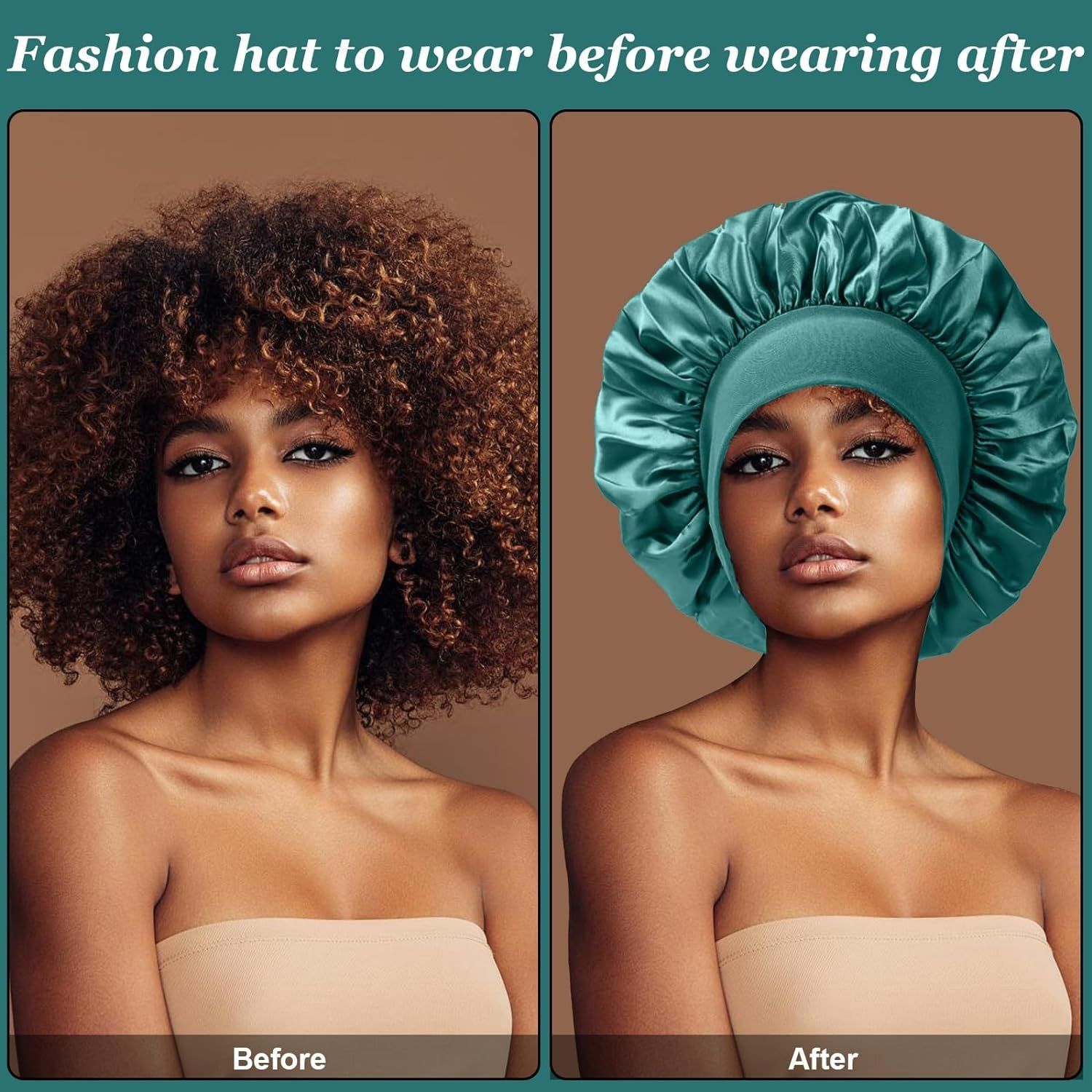 3PCS Satin Sleep Bonnet Comfortable Hair Cap with Elastic Band for Women Sleeping, Make Up, Doing Sports etc. Night Hair Protection Hat Nightcap Head Cover Best Gift for Ladies