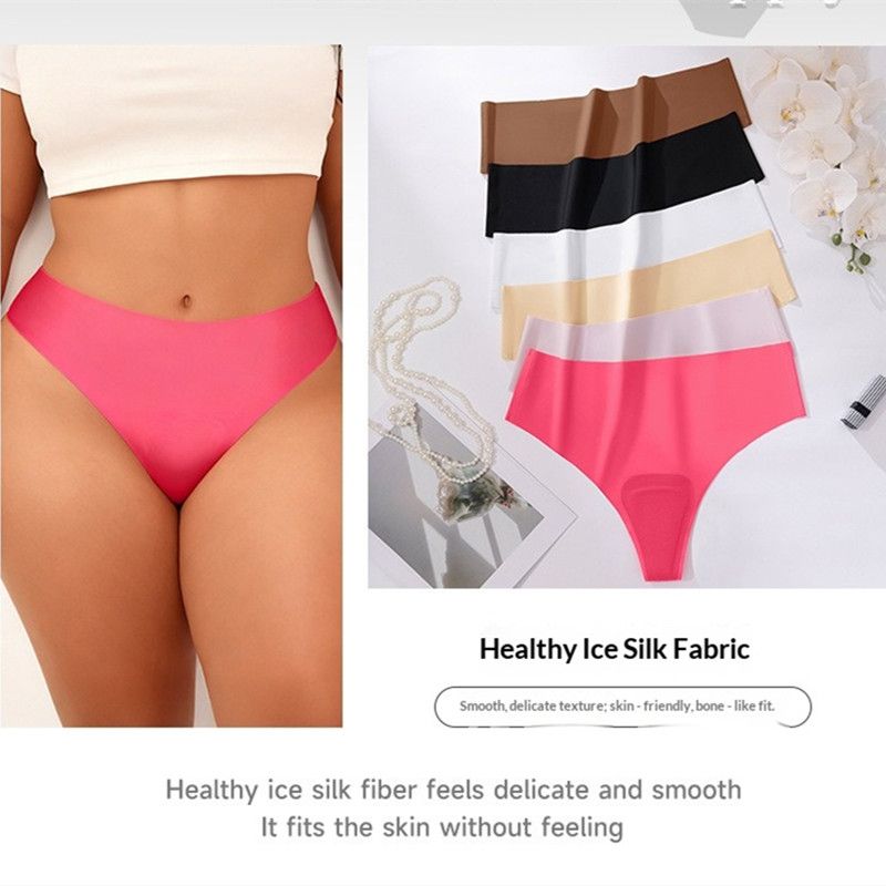 Ice Silk Seamless Women’s Panties for Waist 30inch to 36inch Invisible Low-Rise Briefs for Yoga, Fitness Breathable Plus Size Underwear Ladies Panties Sports Briefs Lingerie