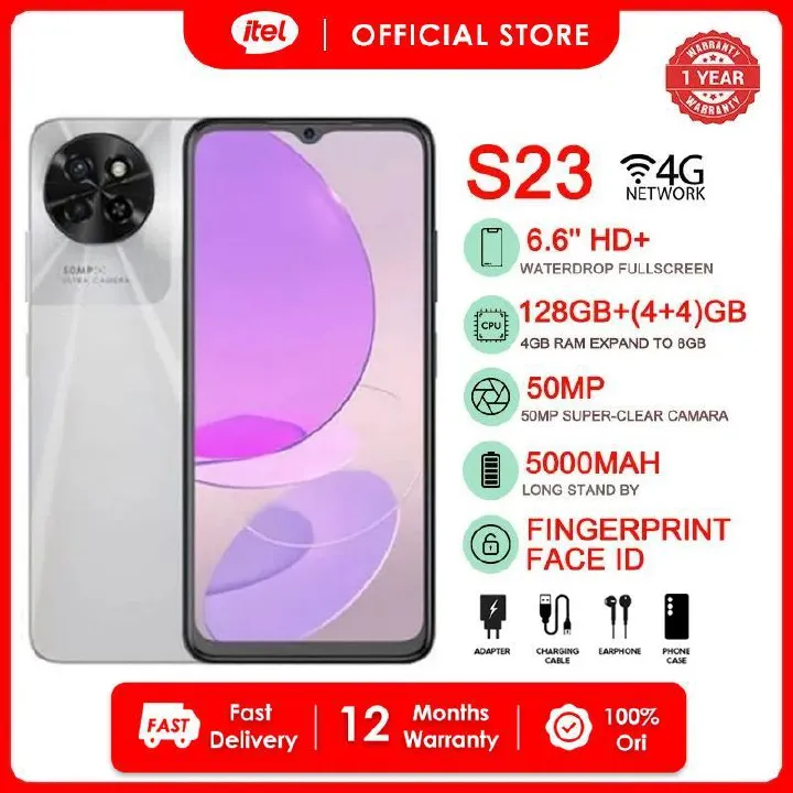 [Black Friday Deals] Itel S23 128GB + 8(4+4)GB RAM 6.6" HD+ 90HZ Refresh Rate Screen Phone Dual SIM 4G Network 50MP AI Camera Fingerprint Unlock Smart Phones