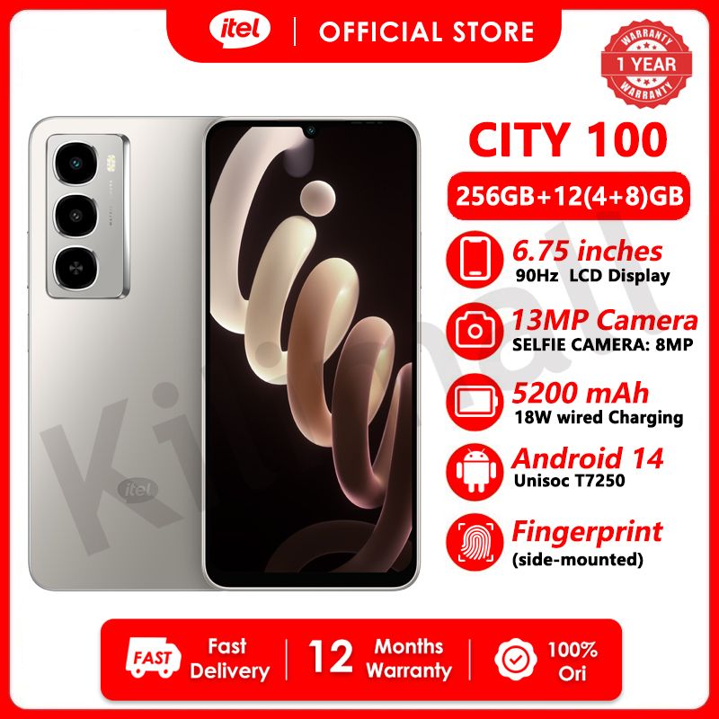 [New Arrivals] Itel CITY 100 256GB ROM+12(4+8)GB RAM 6.75“ 90HZ  Display Phone Dual SIM 4G Network 13MP AI Camera Fingerprint Unlock 18W 5200 mAh Battery Android 14 IP64 Smart Phones