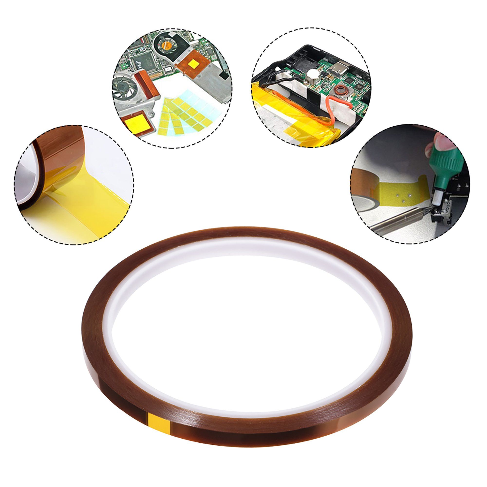 Heat Resistance Tape Motherboard Phone 3D Sublimation Kapton Tape for Heat Press Transfer Printing High Temperature Polyimide Film Adhesive Computer 5mm x 33m(108ft)