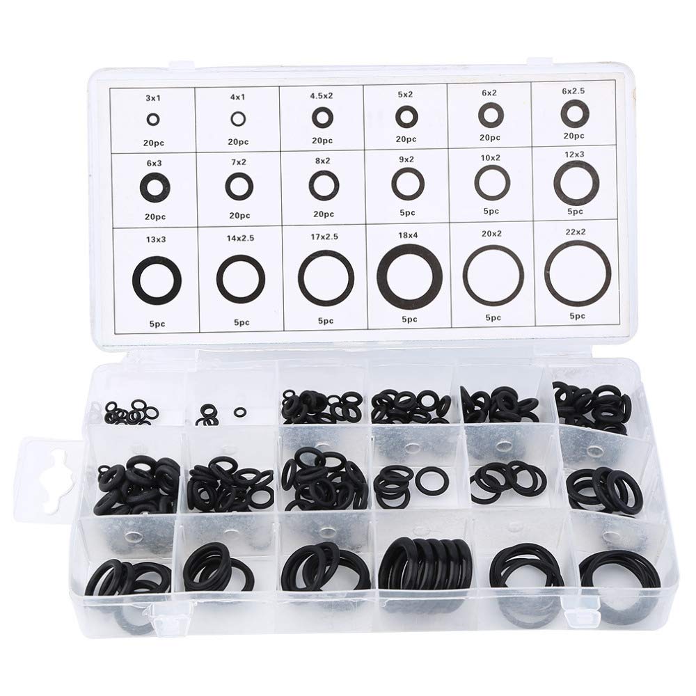225pcs Rubber O-Ring Seals Assortment Kit Set Nitrile Gasket Washer Sealing Rings 18 Sizes for Plumbing, Automotive, General Repair with Case Hydraulics, Air, Gas Connections to Prevent Leaks