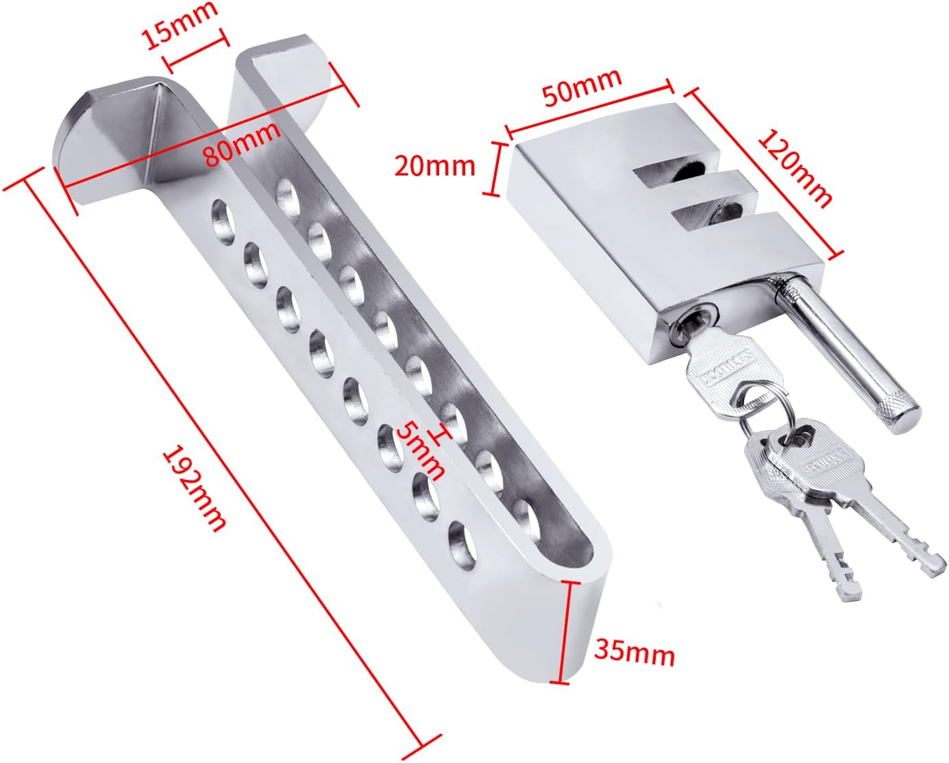 Anti-Theft Stainless Steel Clutch Lock Car Brake Pedal Accelerator Lock 8 Holes Device Premium Heavy Quality + 3 Keys