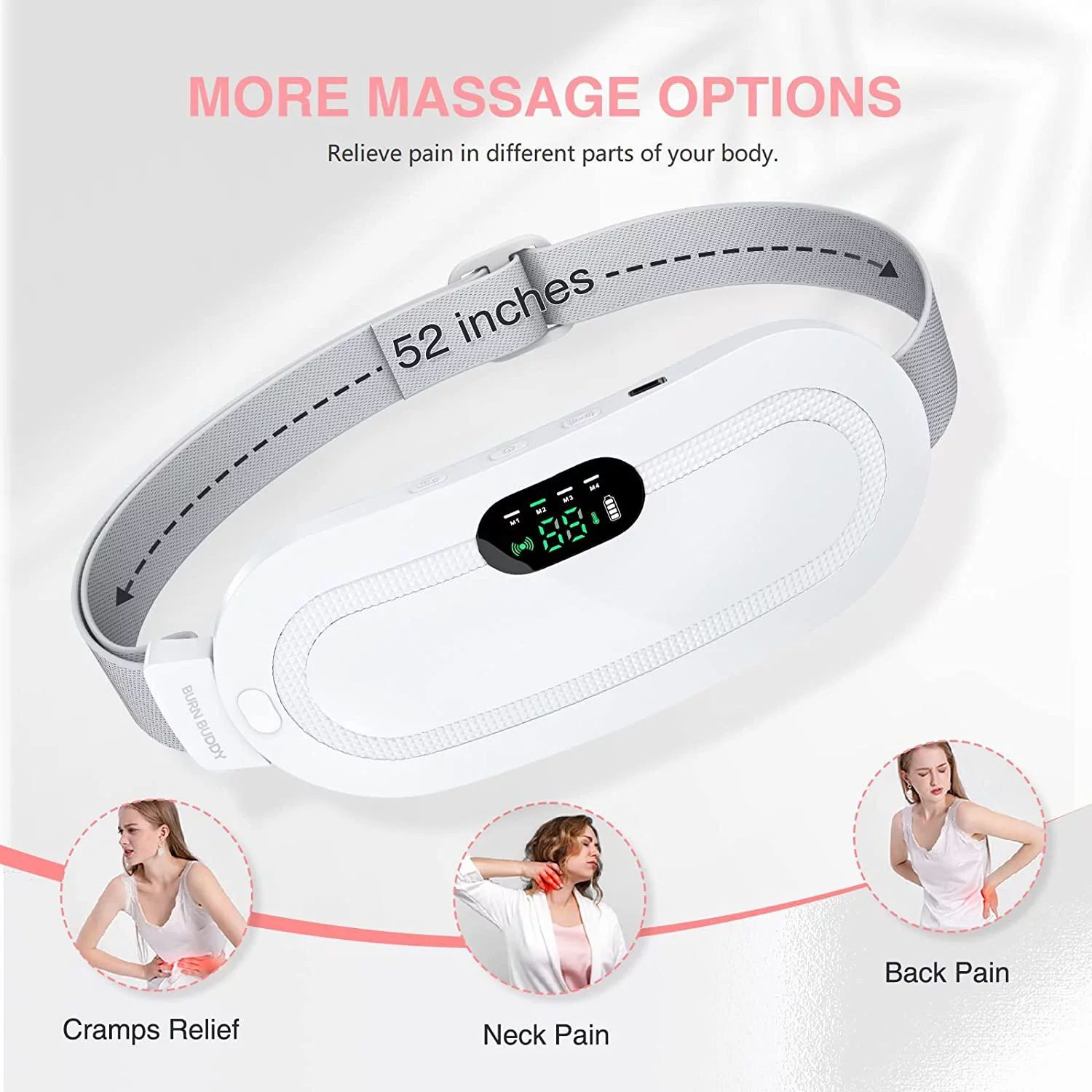 Menstrual Heating Pad, Period Pain Relief, Rechargeable, Fast Heating Massage with 3 Heat Levels and 3 Vibration Modes, for Back or Abdominal. Gifts for Women and Girls