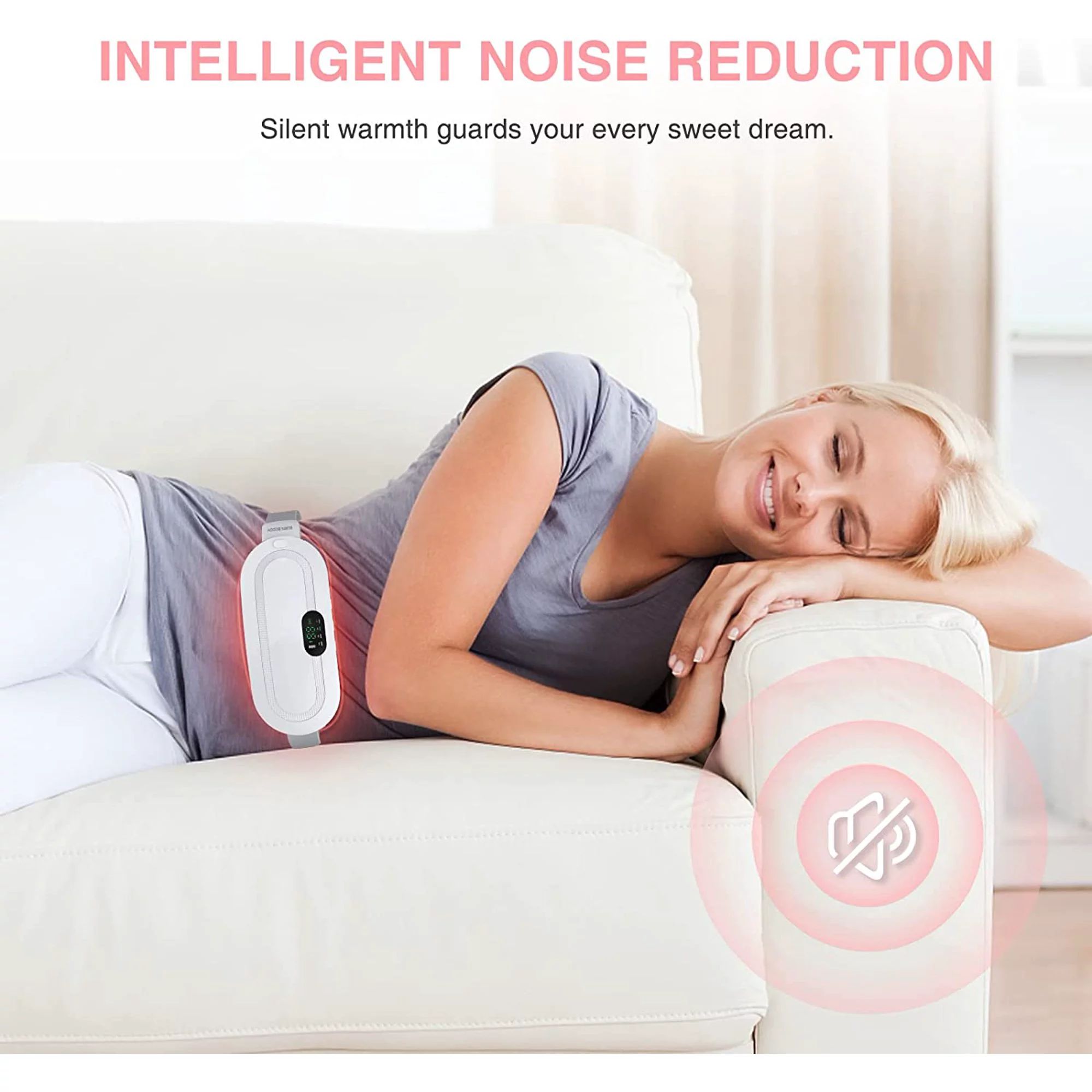 Menstrual Heating Pad, Period Pain Relief, Rechargeable, Fast Heating Massage with 3 Heat Levels and 3 Vibration Modes, for Back or Abdominal. Gifts for Women and Girls