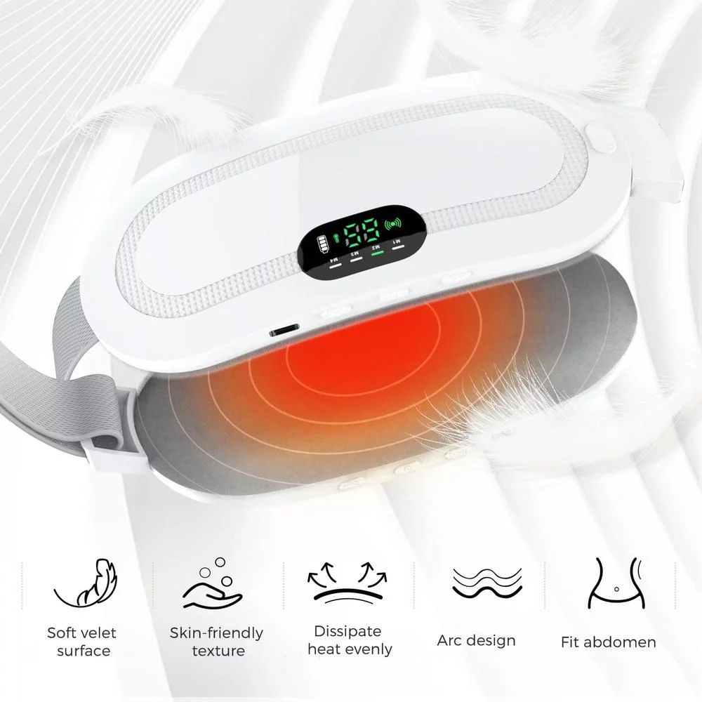 Menstrual Heating Pad, Period Pain Relief, Rechargeable, Fast Heating Massage with 3 Heat Levels and 3 Vibration Modes, for Back or Abdominal. Gifts for Women and Girls
