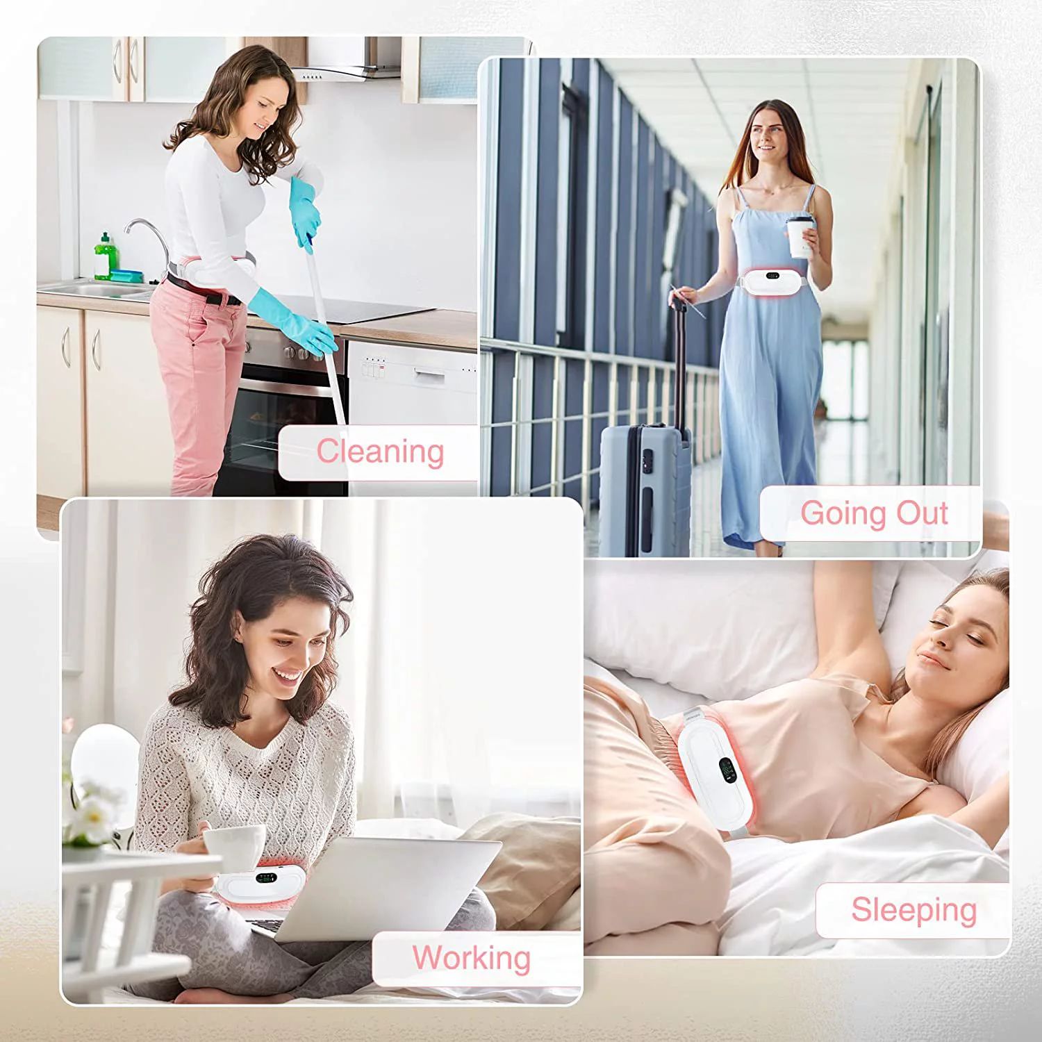 Menstrual Heating Pad, Period Pain Relief, Rechargeable, Fast Heating Massage with 3 Heat Levels and 3 Vibration Modes, for Back or Abdominal. Gifts for Women and Girls