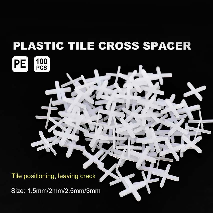 100Pcs Tile Spacers 1MM 1.5MM 2MM 2.5MM 3MM Cross Tiles Cross Leveling System Ceramic Floor - For Aligning Marble, Granite, Porcelain