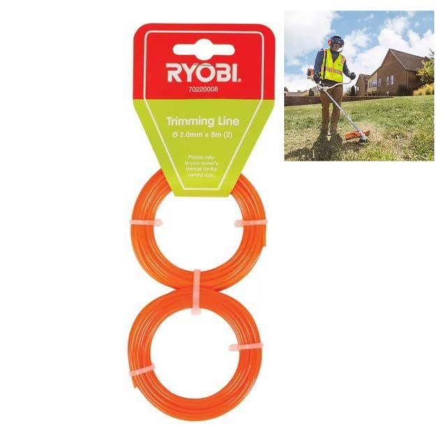 Ryobi 2 Pieces Trimming Line 2.0mm x 8m Round Grass Trimmer Replacement Part