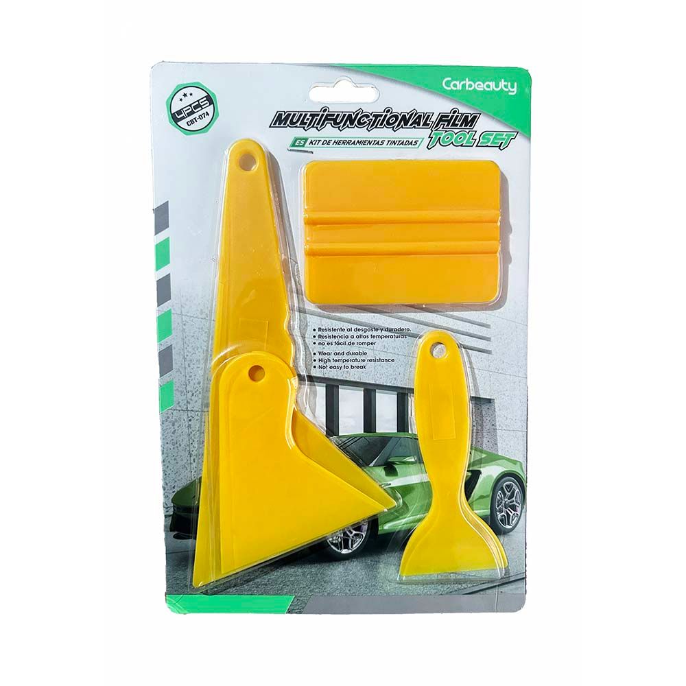 4pcs Pack Professional Car Window Film Tint or Body Wrap Installation Multifunction Tool Set - Tinted Tinting Wrapping Squeegee Scrapers