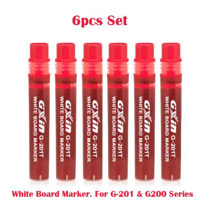 6pcs GXin Red G-201T Whiteboard Marker Pen Refill Ink - Water-based, For G-201 & G200 Series Easy Erase. Large Capacity. Suitable for Education, Office, Non-toxic