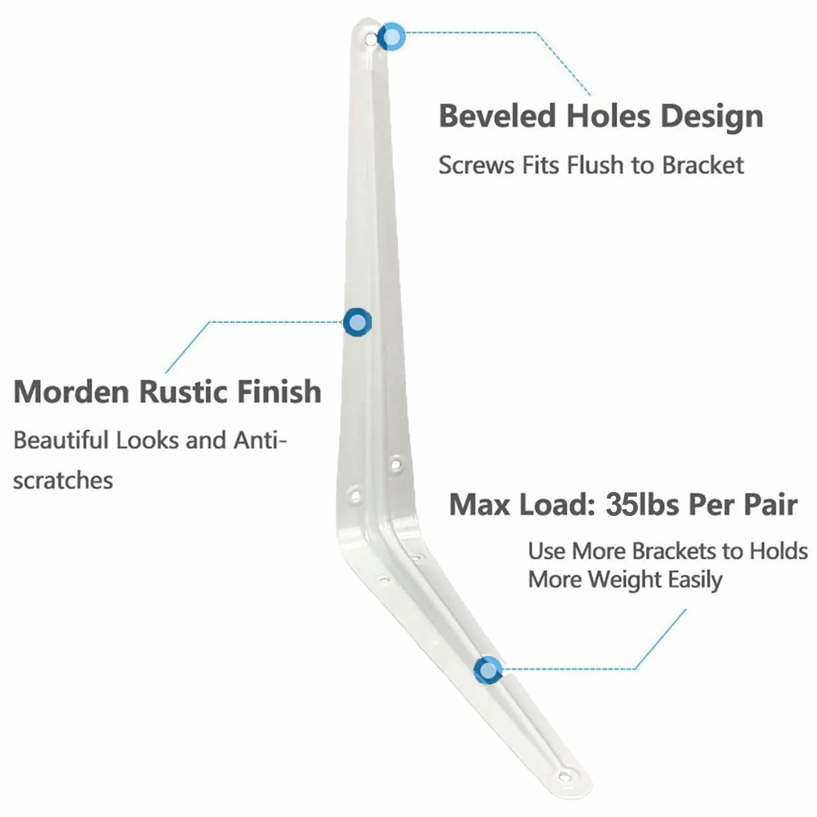 4pcs 4 Inch Shelf Brackets, Heavy Duty L Bracket, Shelf Corner Brace Right Angle Bracket, 3x4 Inch Floating Shelf Wall Mount Bracket (White)