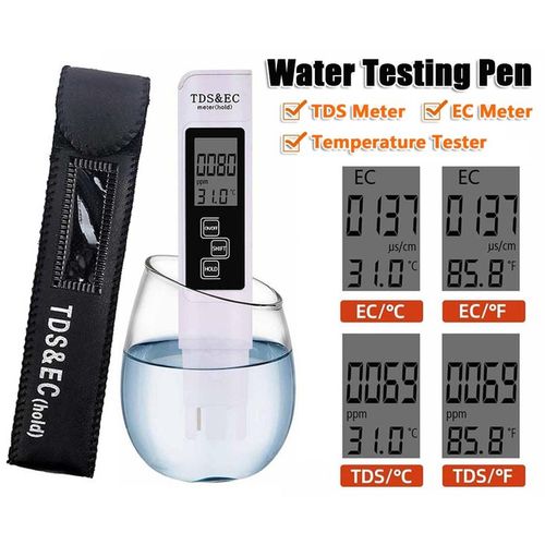 3in1 Digital Water Quality Tester TDS,EC & Temperature Moisture Meter Gauge, Measuring Range 0-9999 ppm Aquariums Swimming Pools Hydroponics