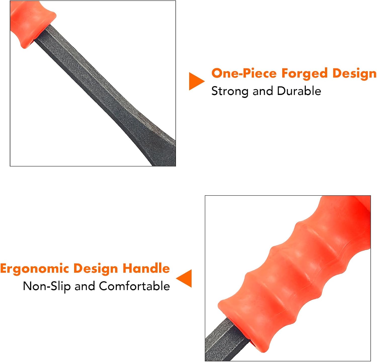 Heavy-Duty Mason Chisel with Thick Protective Handles + PVC Coated Gloves Hand Guard Carbon Steel Tile and Concrete Chisels, Ideal for Brickwork, Demolition, Stonework, Carving, Breaking Mortar Stone