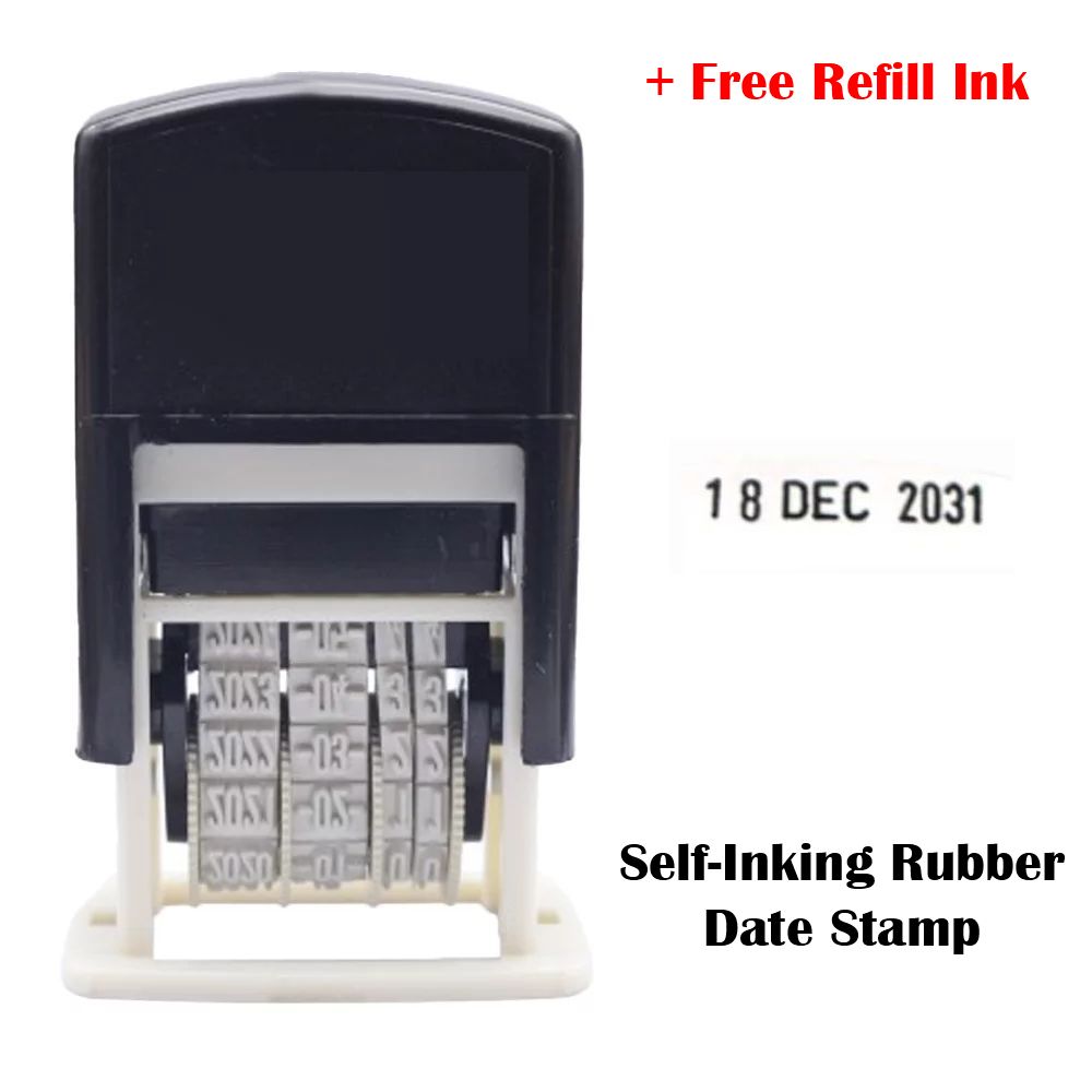 Self Inking Rubber Date Stamp, Refillable and Changeable Ink Pad, Great for Marking Expiration and Due Dates