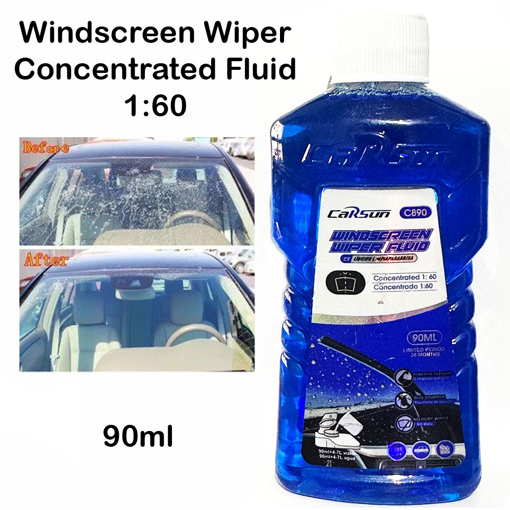 Windscreen Wiper Fluid (90ml) - Concentrated Solution 1:60 - Powerful Cleaning Cleaner Blue Car Sun
