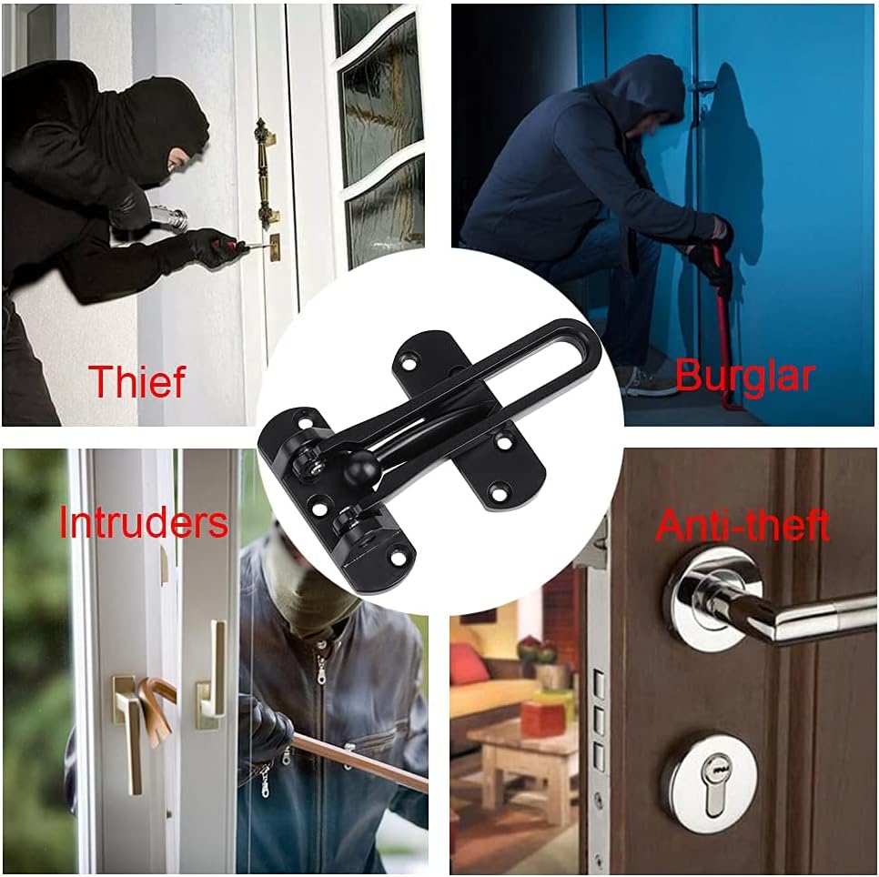 Anti-Theft Lock Buckle, Security Guard Door Safety Latch for Kids, Matte Black, Ideal for Home, Hotel, Apartment
