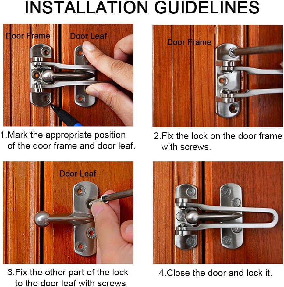 Anti-Theft Lock Buckle, Security Guard Door Safety Latch for Kids, Matte Black, Ideal for Home, Hotel, Apartment