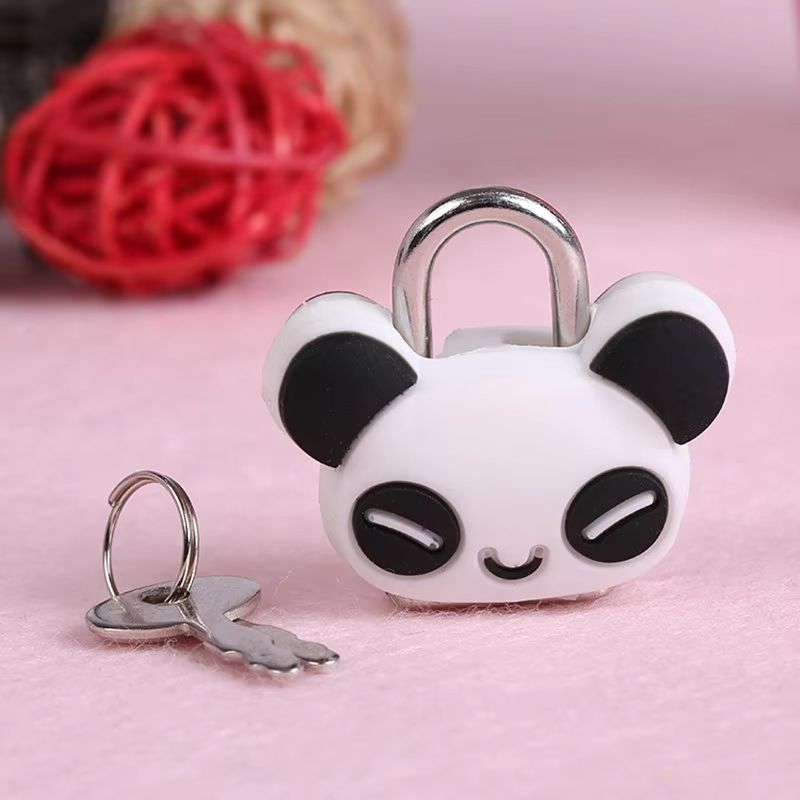Cute Panda Padlock with Keys, Cartoon Mini Animal Padlock for Jewelry Box Purse Bag Backpacks Cabinet Treasure Chest Suitcases Diary Notebook Kids