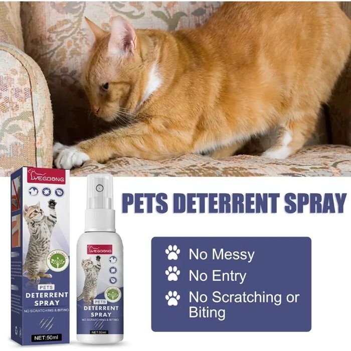 Cat Scratch Deterrent Spray Orange Scent, Natural Furniture Protector 50ml - No Scratching & Biting