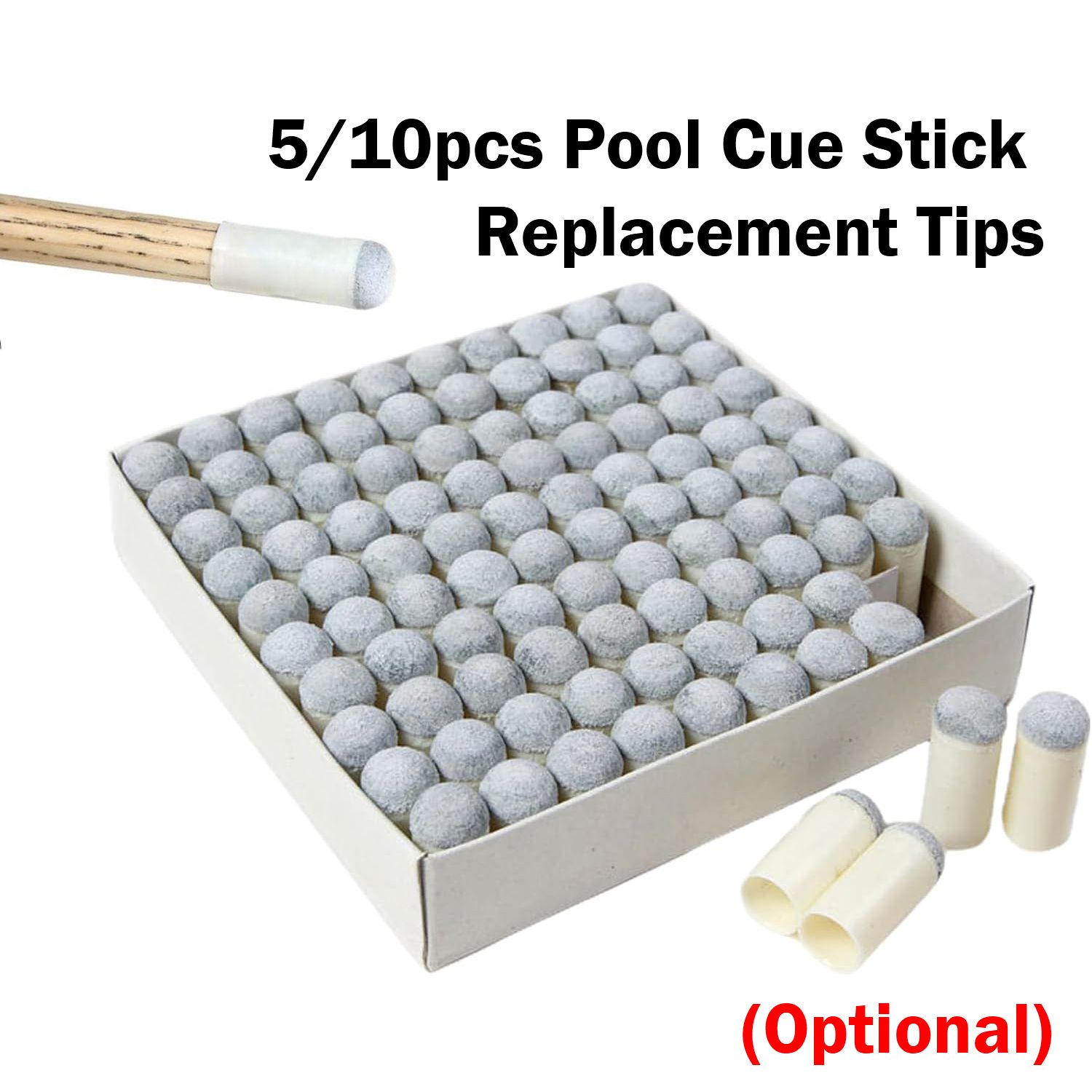 5 or 10pcs Pool Cue Stick Replacement Tips Slip On Table Billiard Stable Snooker Repair Tool, PU Leather for Pool Stick 9mm