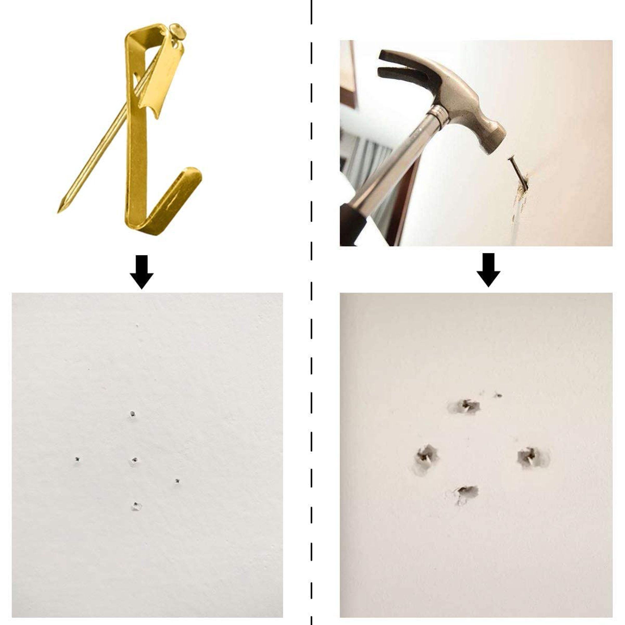 60 Pieces Picture Hanging Kit Assorted Set Hooks Nails Steel Wire Photo Frame Mirror Canvas Flower Pot Art Hangers Brass Sil Hardware Decorations Wall Clocks